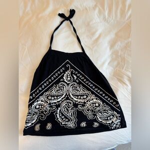 Black and White Paisley Halter Top